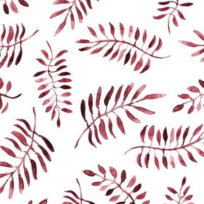 Burgundy watercolor leaves / branches