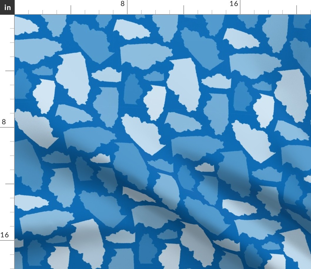 Illinois State Shape Pattern Blue and White