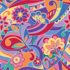 Happy Hippy Retro 70's Multicolored
