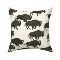 bison stampede - boho southwest - trendy buffalo - dark olive - LAD19