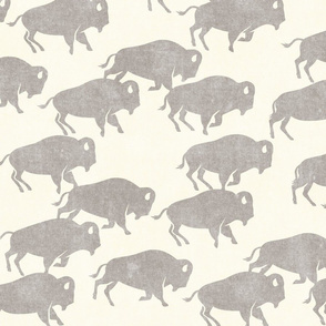 Buffalo Bison Animal Hearts Fabric Printed by Spoonflower BTY 
