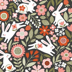 Rabbits' Wonderland / Dark Grey / Small Scale