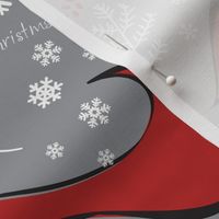 Cardinals, Snowflakes, Merry Christmas on Grey