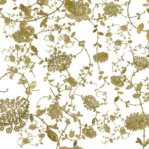 Gold Flowers on White