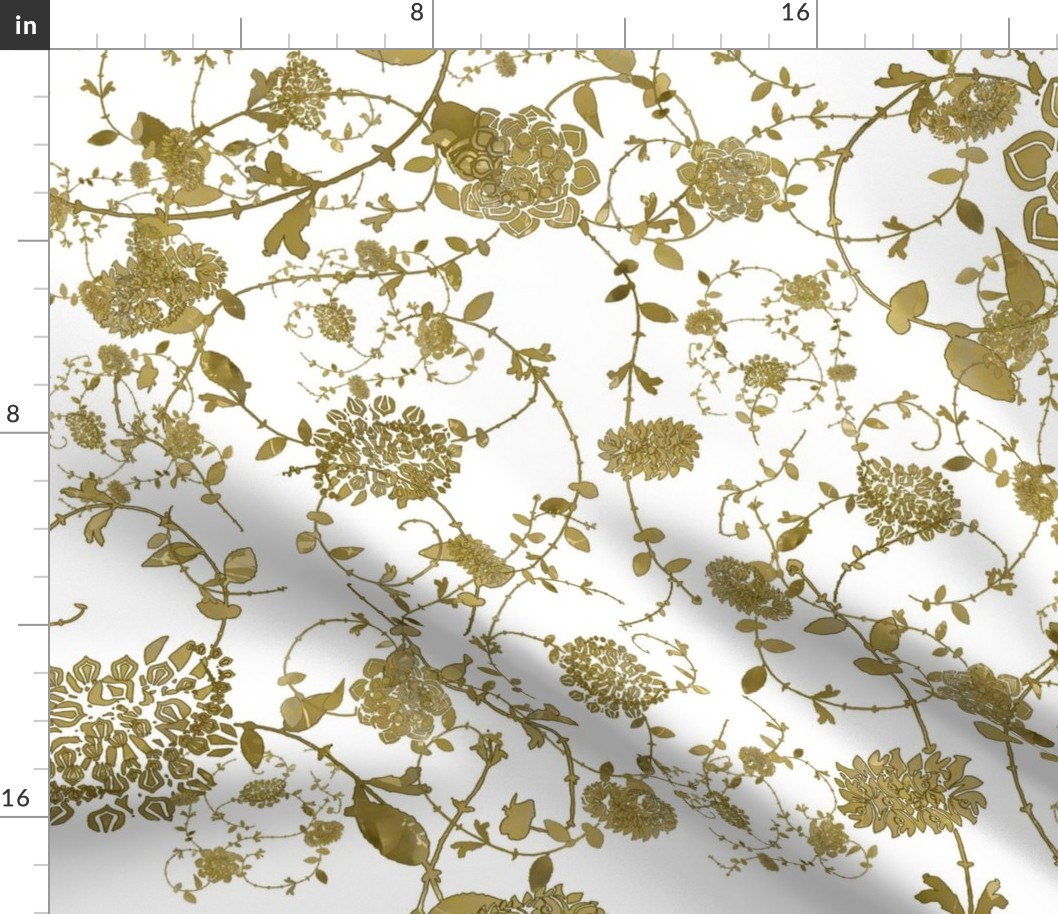 Gold Flowers on White