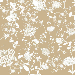 White Flowers on Taupe