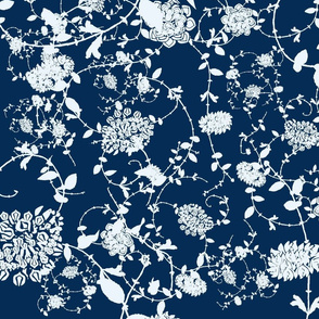 Light Blue Flowers on Dark Blue