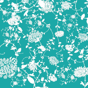 White Flowers on Turquoise