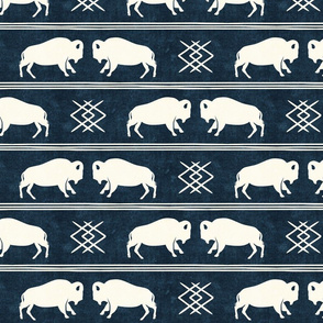 bison stripes - aztec southwest - boho buffalo - dark blue - LAD19