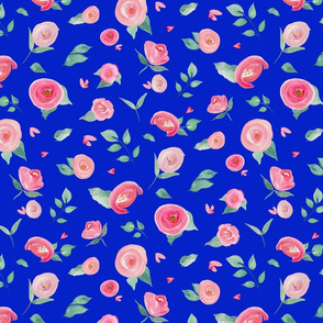 Scatter Floral Bright Blue Ground (Medium Scale)