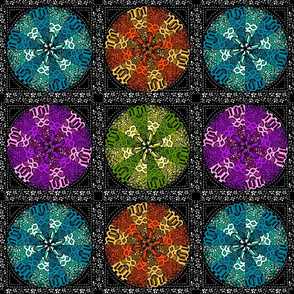 kaleidoscope quilt stitches black 12x12