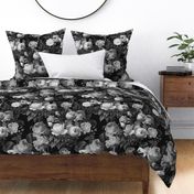 Deep Black and White Floral