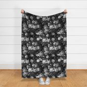 Deep Black and White Floral