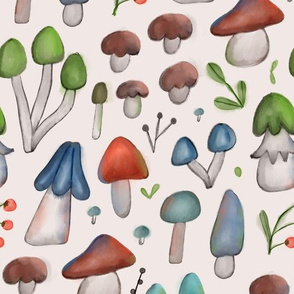 Medium mushroom watercolor pattern 