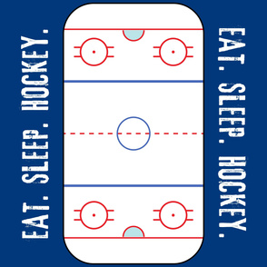 (54" width - 2 yard panel) Eat. Sleep. Hockey. - Ice Hockey Rink - Blue LAD19