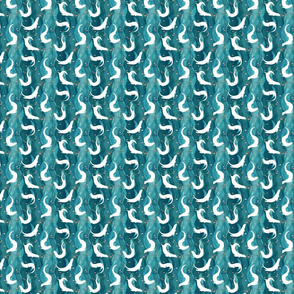 Swimming Otters Dark Green - extra small