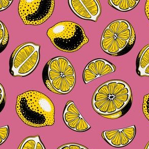 Pop art lemons on pink
