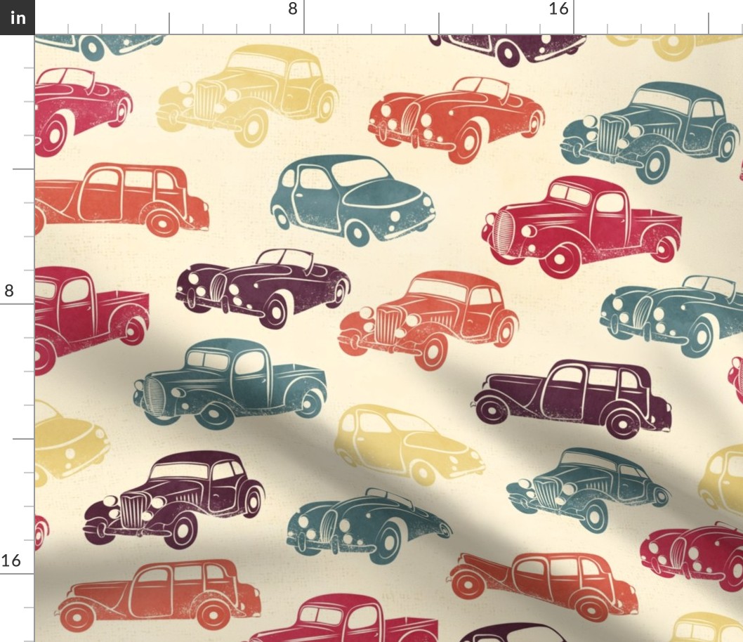 Retro Car Burgundy Teal - regular scale