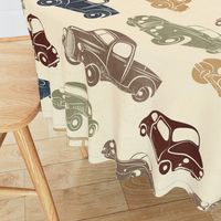 Retro Car Navy Brown - jumbo scale