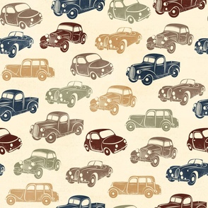 Retro Car Navy Brown - jumbo scale