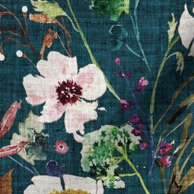 Verdure Wildflowers (teal) LRG