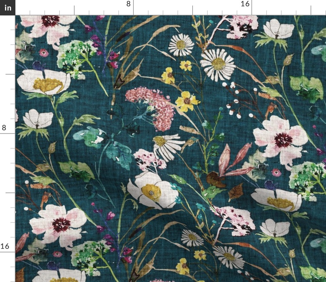 Verdure Wildflowers (teal) LRG