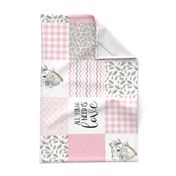 Koala//All you need is love//Pink - Wholecloth Cheater Quilt - Rotated