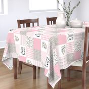 Koala//All you need is love//Pink - Wholecloth Cheater Quilt - Rotated