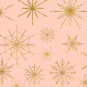 Snowflakes Gold Peach large scale