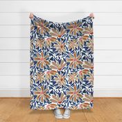 Large Scale Bloom Print - Navy Leaves