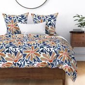 Large Scale Bloom Print - Navy Leaves