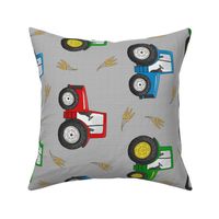 Large Tractors and Wheat on light grey - rotated