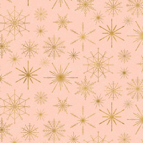 snowflakes gold peach medium scale