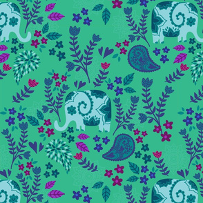  paisly elephant smaragd green