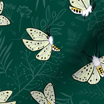 Butterflies on midnight green