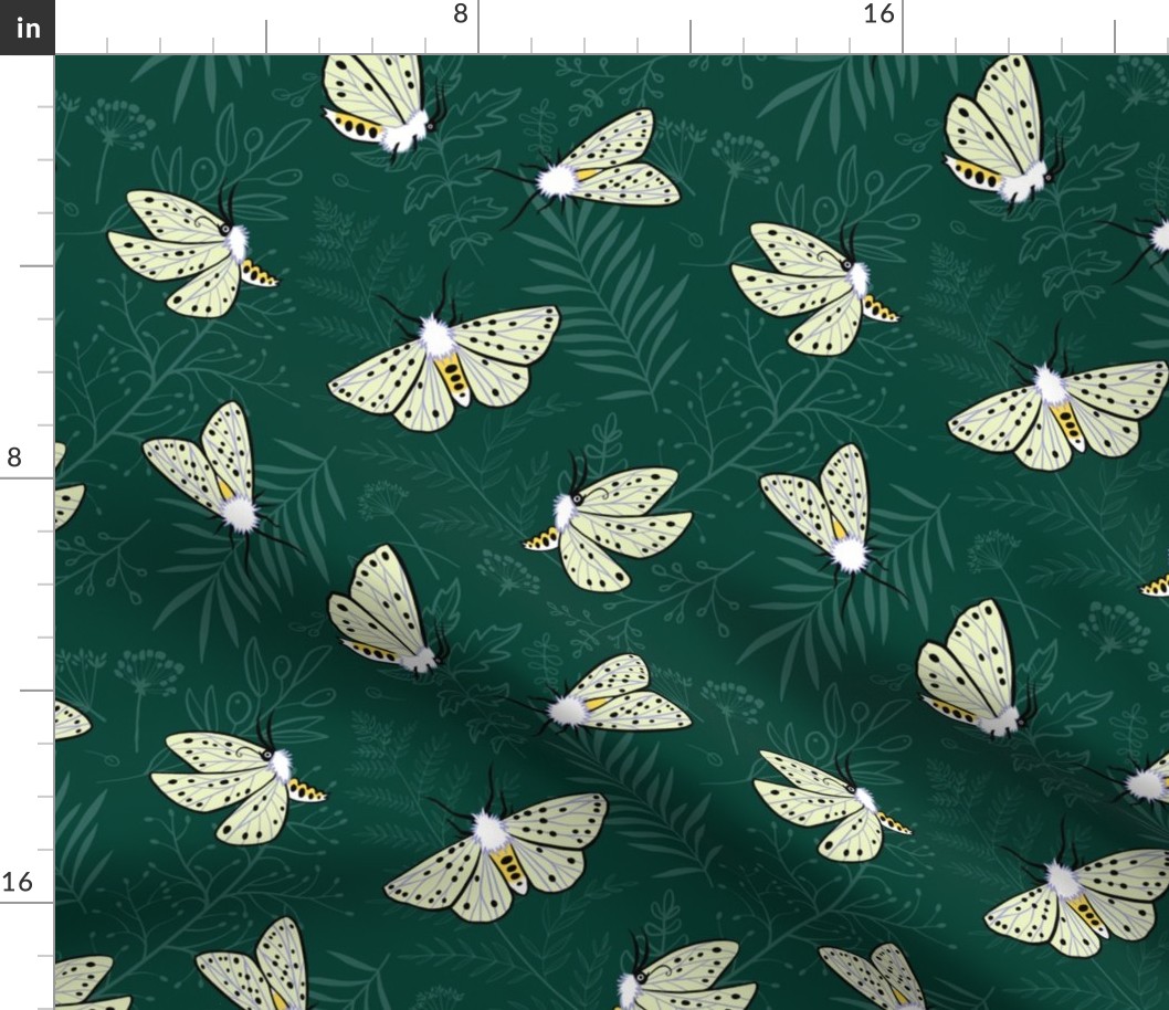 Butterflies on midnight green