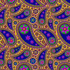 Hippie Paisley - Violet Green Navy