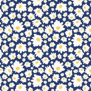 Field of Daisies in Navy Blue