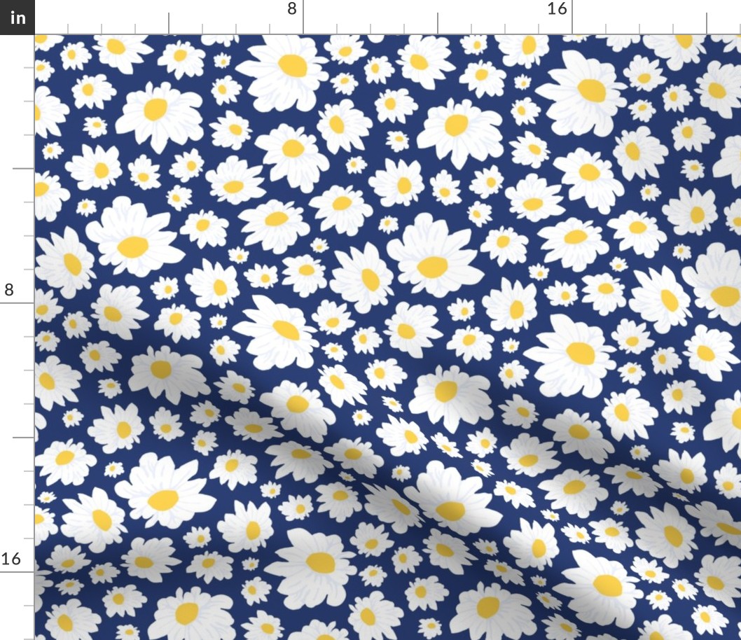 Field of Daisies in Navy Blue