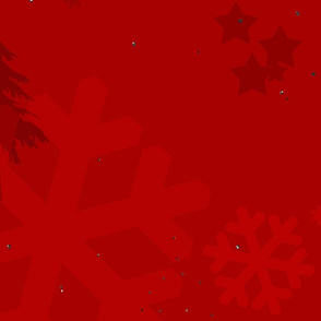 Red snowflakes stars and glitter red christmas night