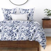 Indigo nature delight • watercolor blue leaves for modern home decor