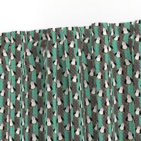 Penguins in christmas mood stripes grey green cute colors