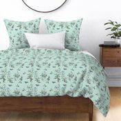 Pansies Peonies Sea Spray Green // standard