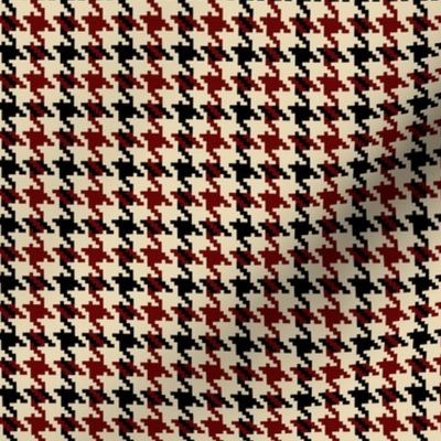 houndstooth red, beige and black