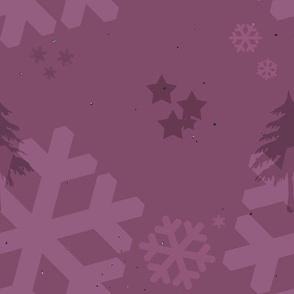 Purple snowflakes stars and glitter christmas night
