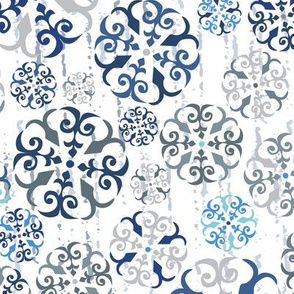 Folk Art- (M) Shaker Door Knob  - Winter blues, grays.  [Medium size]