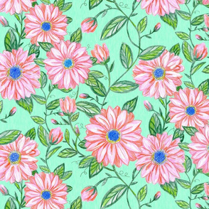 Spring Gerber Daisies Linen-mint