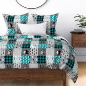 Farm Life - Patchwork wholecloth - turquoise & grey (90) C19BS