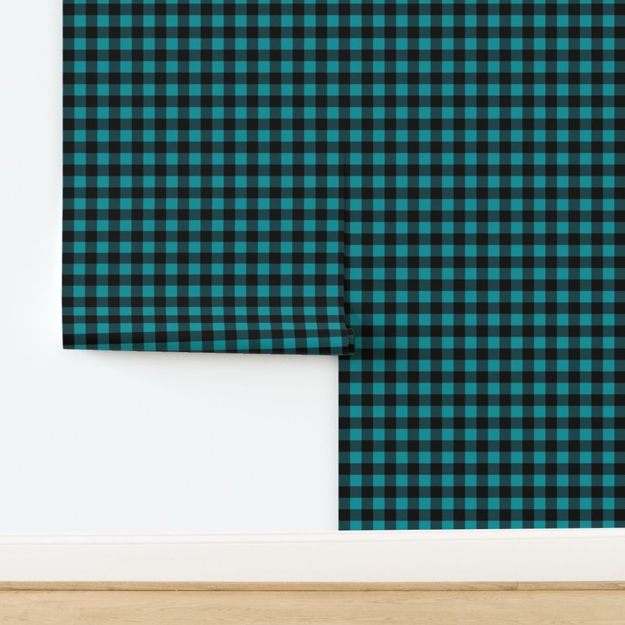 black and turquoise plaid (farm life coordinate) - LAD19BS