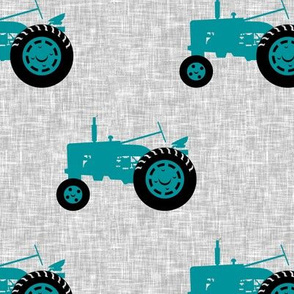 tractors on light grey linen - farm life - farm patchwork fabric - grey coordinate C18BS